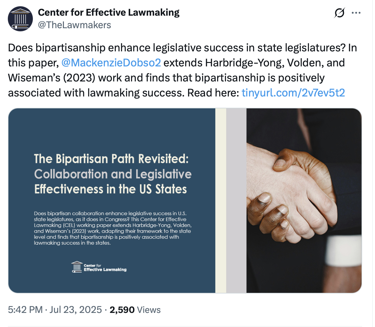 CEL X post about The Bipartisan Path Revisited